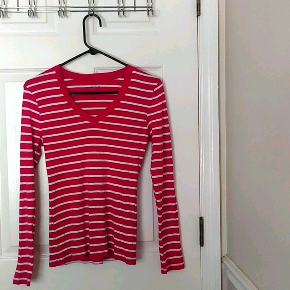 Old navy dark pink and white stripes long sleeve
